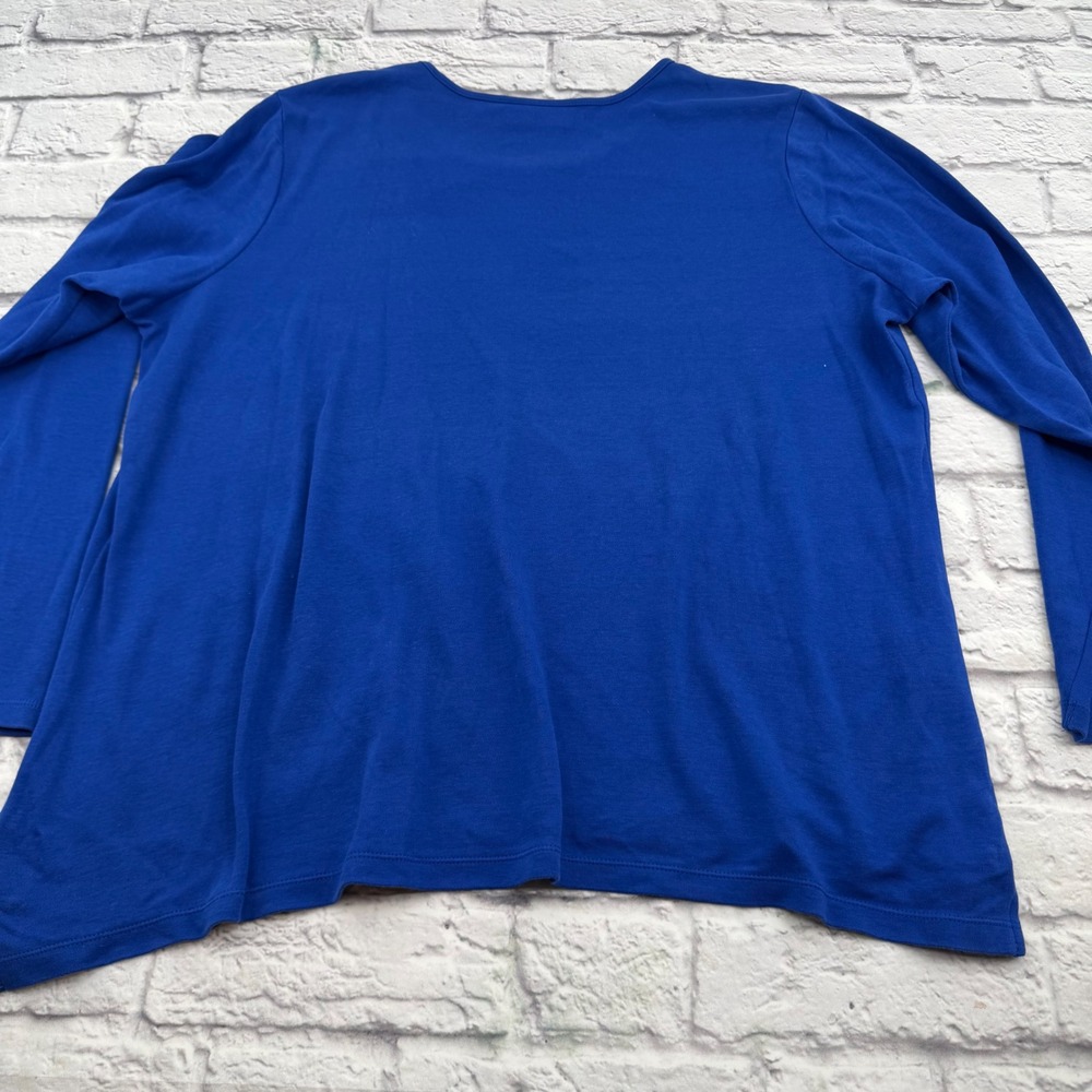 Quacker Factory Women's XL Halloween Sequin Pumpkin Blue Long Sleeve Shirt - Picture 2 of 7